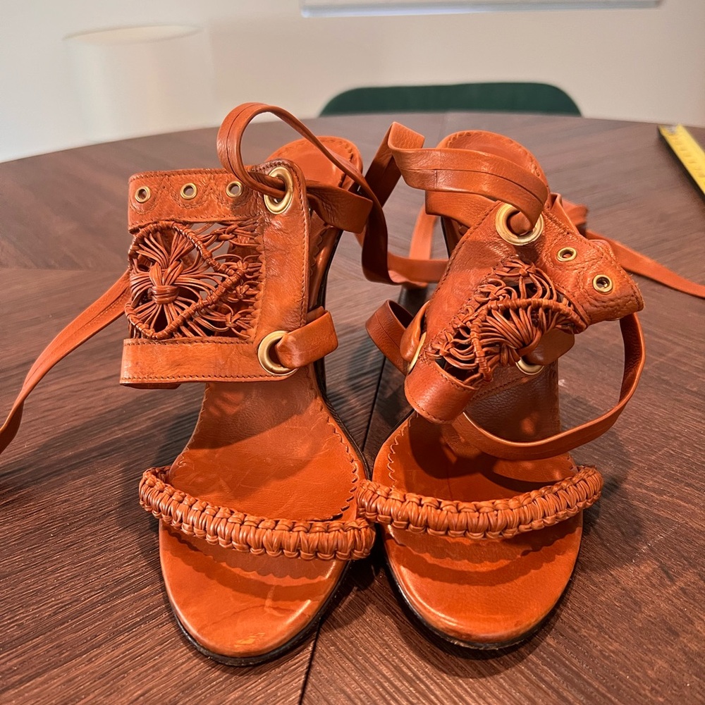 Vintage Gianfranco Ferre Women's leather strappy Brown Sandals 39.5